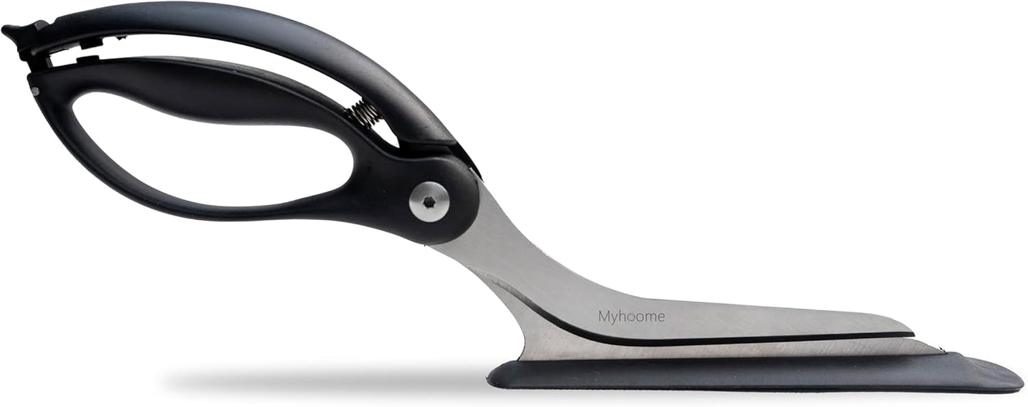 Generic MyHoome Non-stick Pizza Scissors with Secure Grip Base - Food-Grade Stainless Steel Pizza Cutter - Cutter and Pizza Server - Easy-to-Use and Clean Pizza Cutters., Black