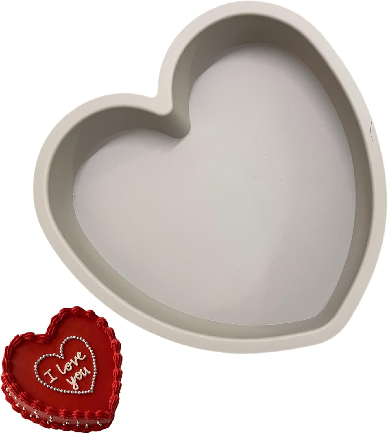 Heart Shaped Cake Pans 8 Inch – 1 PCS Nonstick Silicone Heart Cake Pan for Baking, Oven & Microwave Safe Molds – Durable, Easy-Clean Matte Surface - Grade Novelty Shaped Cake Pans (Grey)