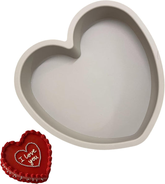 Heart Shaped Cake Pans 8 Inch – 1 PCS Nonstick Silicone Heart Cake Pan for Baking, Oven & Microwave Safe Molds – Durable, Easy-Clean Matte Surface - Grade Novelty Shaped Cake Pans (Grey)