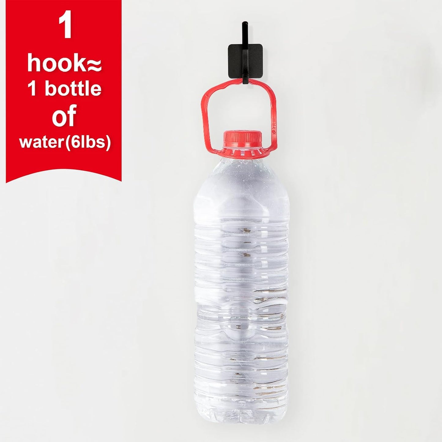 Aluminum Wall Hooks, No Drill Damage-Free Adhesive Hook, Product for Hanging Heavy Duty for Bathroom Kitchen Home (Double Square Black Hook, 4)