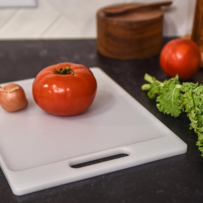 Dexas NSF Polysafe Cutting Board with Handle, 8.5 by 11 inches, White