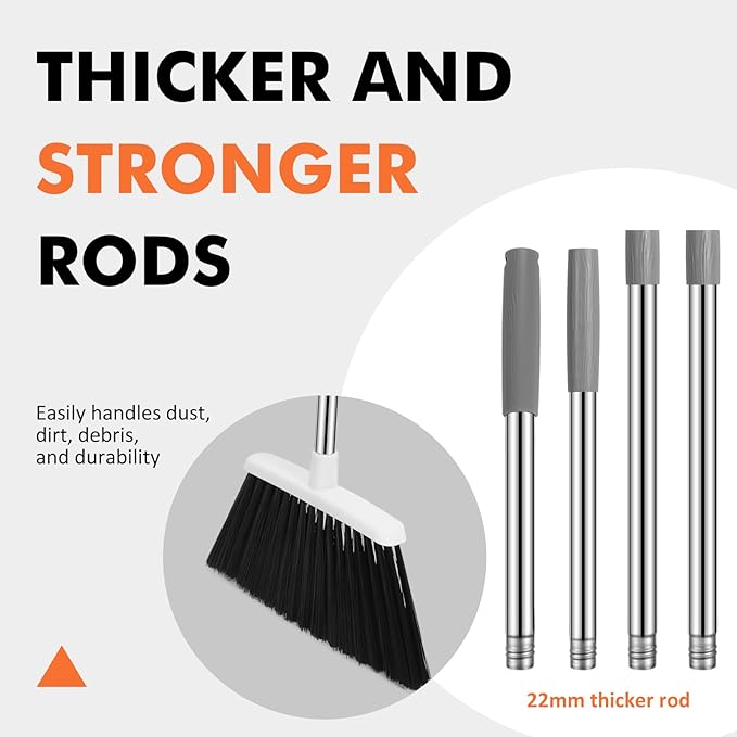 NACENA Heavy Duty Broom, 55 Inch Long Handle Outdoor Large Angle Brooms, Commercial Broom for Sweeping Indoor, for Home Garage Kitchen Office Courtyard Lobby Patio Lawn Concrete, 2 Pack (Grey&White)