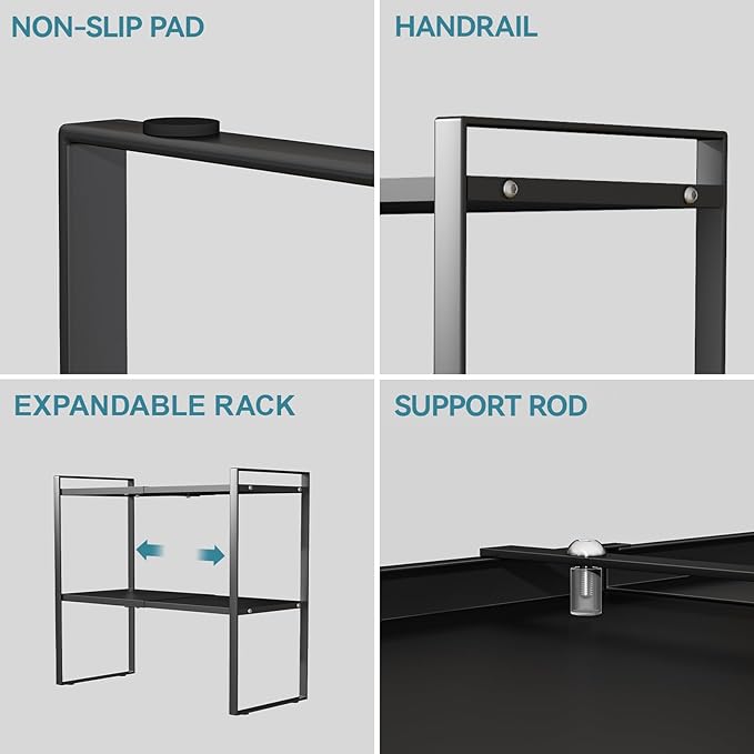 Cabinet Shelf Expandable Height Adjustable Organizer Riser for Kitchen Cabinet Pantry Cupboard Under Sink Countertop Organization
