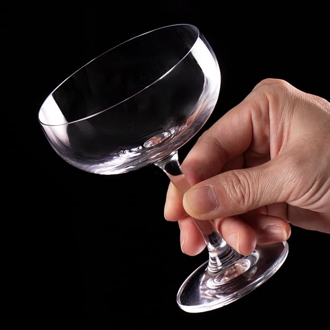 KAMMAK Coupe Glasses Set of 2, 6.7oz Crystal Cocktail Glasses, Classic Cocktail Glassware for Espresso Martini, Margarita, Manhattan, Modern Bar Drinkware for Party, Beach, Anniversary