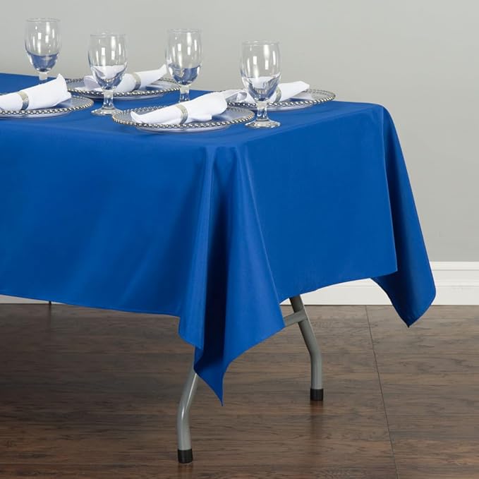 LTC LINENS 10 Pack Rectangle Tablecloths Royal Blue 60 x 102 Inch for 6ft Rectangular Banquet Tables with Half-Drop - Stain and Wrinkle Resistant Polyester Fabric Cloth Table Covers for Wedding, Party