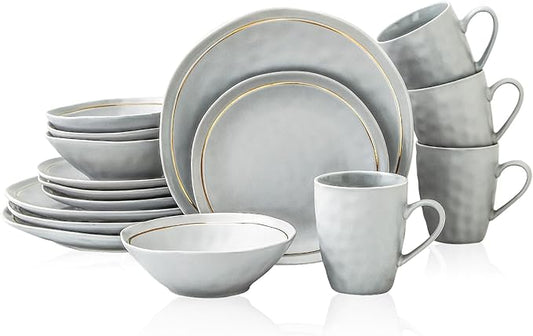 Stone Lain Clara 32-Piece Dinnerware Set Porcelain, Gray
