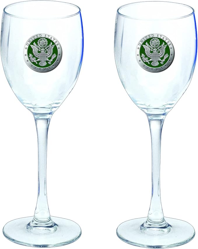Heritage Pewter Army Glass Goblets – Set of 2 | 12 OZ Goblet Wine Glasses | Expertly Crafted Pewter Glass