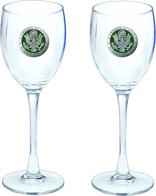 Heritage Pewter Army Glass Goblets – Set of 2 | 12 OZ Goblet Wine Glasses | Expertly Crafted Pewter Glass