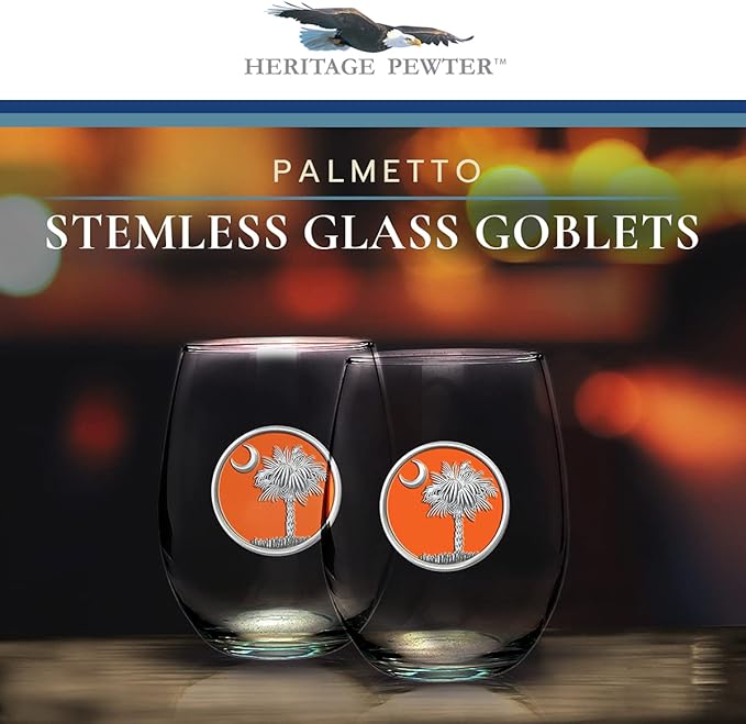 Heritage Pewter Motorcycle Glass Goblets – Set of 2 | 12 OZ Goblet Wine Glasses | Expertly Crafted Pewter Glass