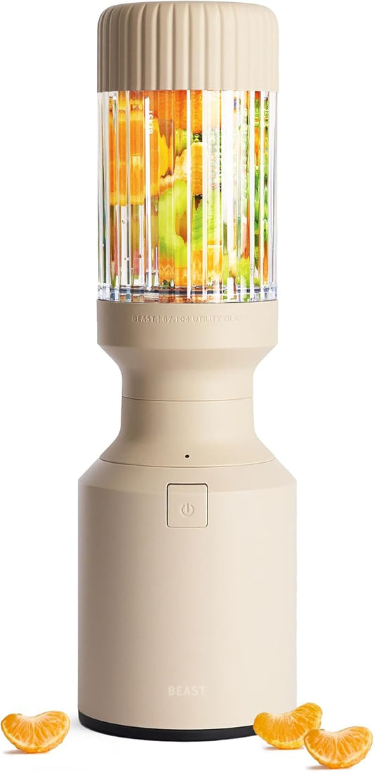 The Beast Mini Blender | Mini Countertop Kitchen Blender | Blend Smoothies and Shakes, Dressings, Sauces, Dips | Straw Cap and Straws Included | 600W (Sand)