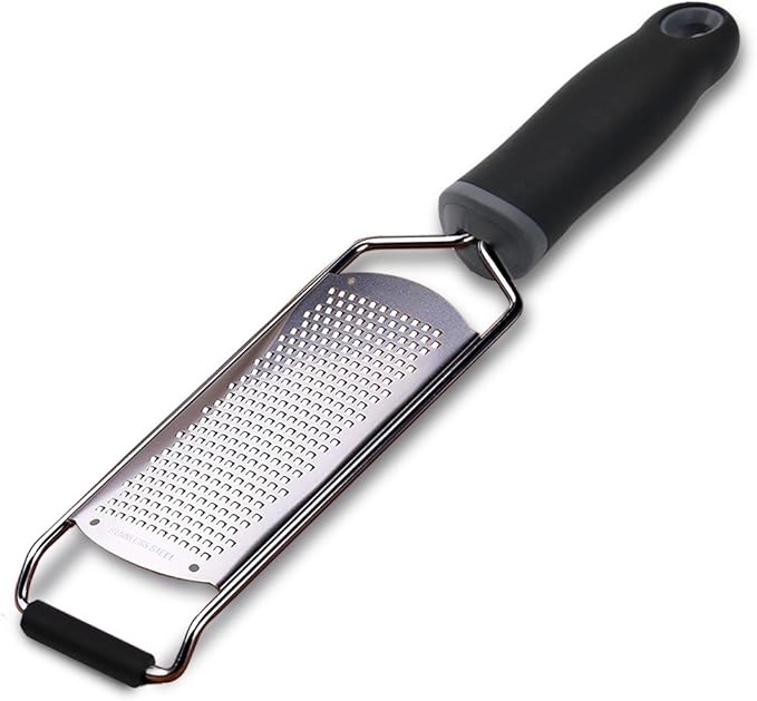 Stainless Steel Cheese Grater, Ergonomic Soft Handle Lemon Ginger Potato Zester with Plastic Cover