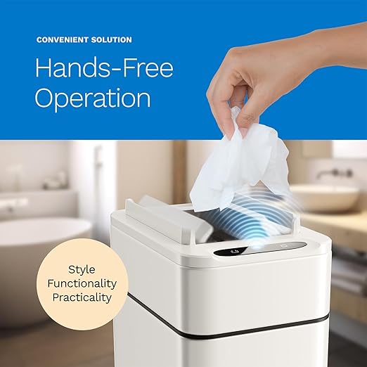 hOmeLabs 2.4 Gallon Touchless Sensor Trash Can, Automatic Retractable Butterfly Lid, Batteries Included, Space-Efficient, Easy Clean, Battery-Powered