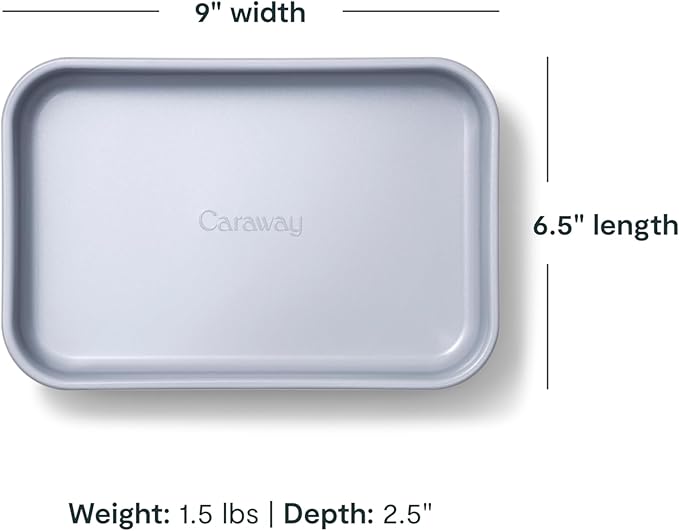 Caraway Nonstick 9” x 6.5” Small Rectangle Baking Pan Duo – Non-Toxic, PTFE & PFOA Free – Aluminized Steel Core – Deep Ceramic Baking Pan for Casseroles, Lasagna & More - Perracotta