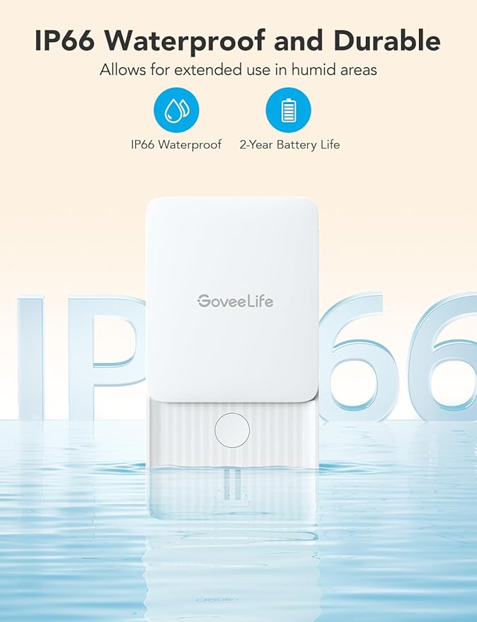 GoveeLife WiFi Water Leak Detector 2 for Home, Smart Water Ieak Sensor 3 Pack with 100dB Adjustable Alarm and App Alerts, LoRa Up to 1968ft Open-Air Transmission Range for Basement, Kitchen, Bathroom