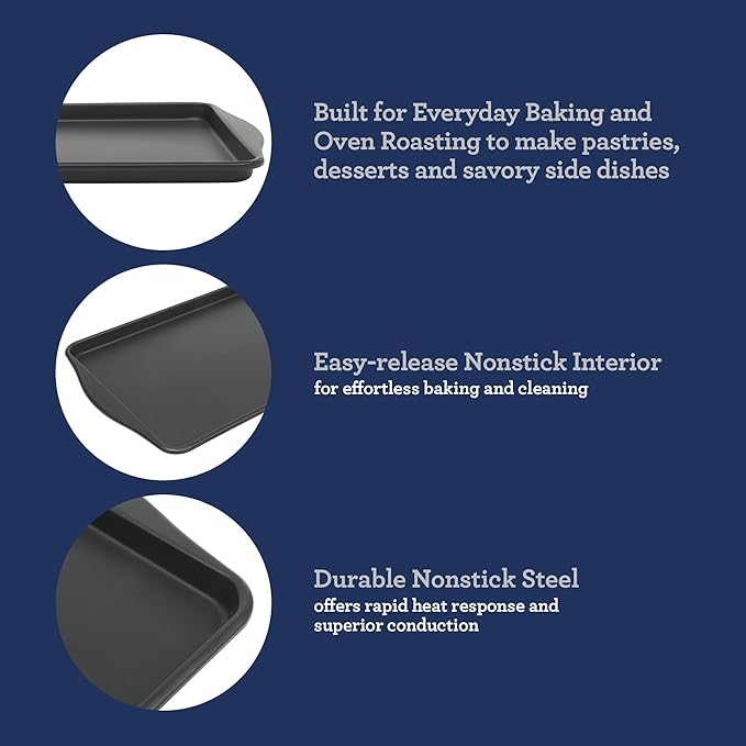 Oster Teston 18 x 13 Inch Nonstick Carbon Steel Cookie Baking Sheet - Matte Black