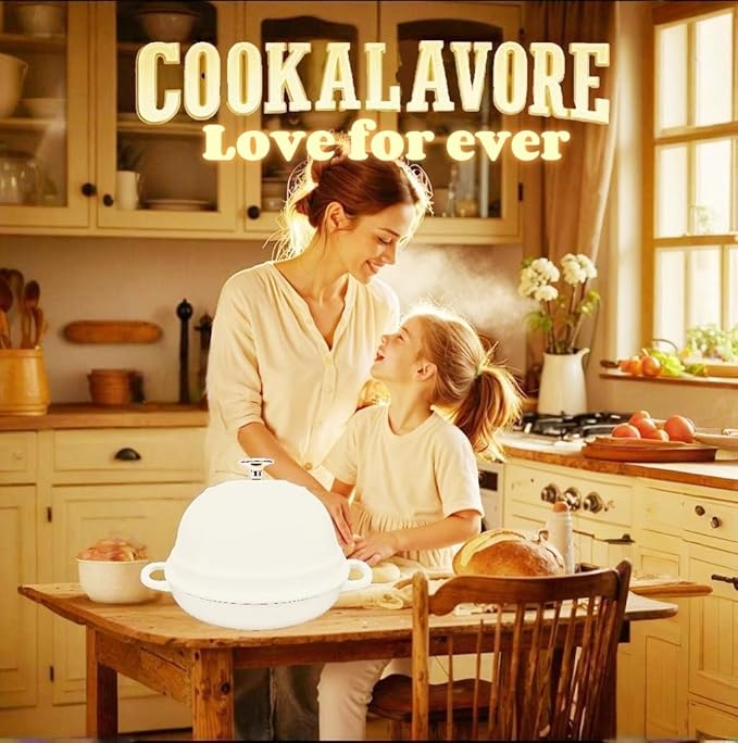 Dutch Oven for Bread Baking,6 Quart Enamel Bread Oven for Sourdough,10.5"Bread Oven with Lid,Bread Pans for Homemade Bread,White Thick Enamel Bread Pan-with Silicone Baking Mat&Recipe,Gifts for Family