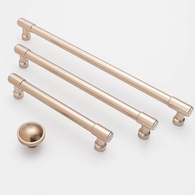 10 Pack Champagne Bronze Pulls 3 Inch(76mm) Hole Centers Kitchen Cabinet Handles Zinc Alloy Champagne Drawer Pulls