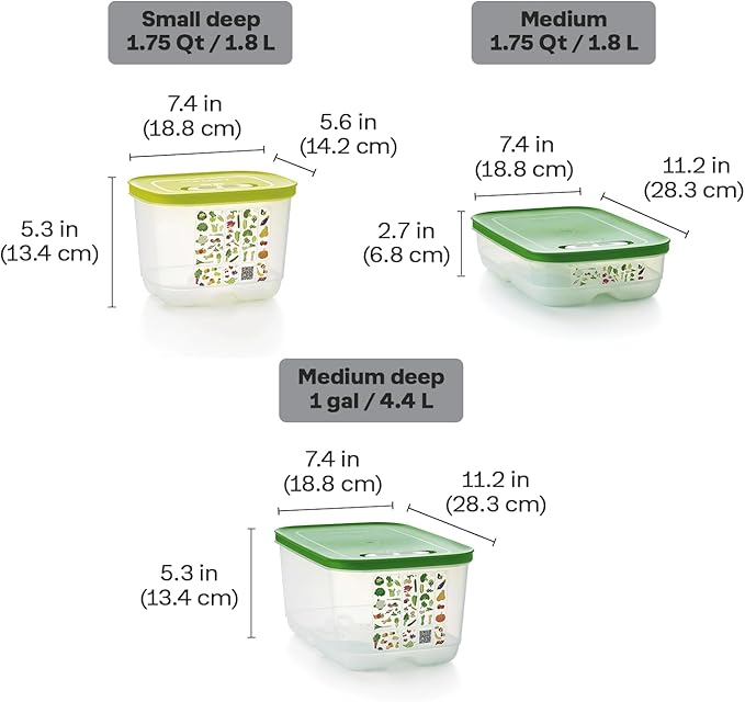 Tupperware Fridgesmart 4 Piece Food Storage Container Set, Dishwasher Safe and BPA Free (4 Containers, 4 Lids)