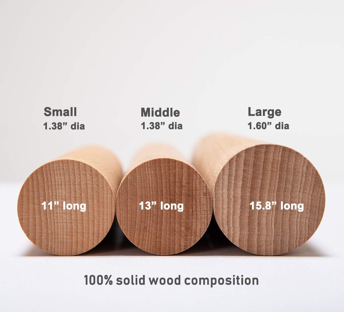 GOBAM Wood Rolling Pin, Extra Large - Dough Roller for Pasta, Cookies, Pie, Pizza, Chapati, Fondant, Rolling Pins for Baking, Bread Making Tools and Supplies - 15.8 x 1.6 Inches