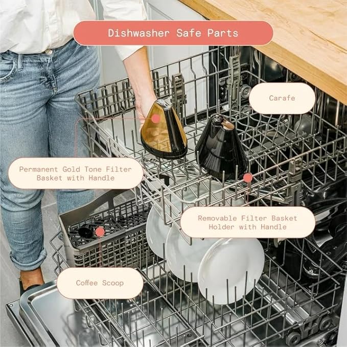 Beautiful 14-Cup Programmable Drip Coffee Maker | Touch-Activated Display, 24-Hr Auto Brew, Reusable Gold-Tone Filter, Charcoal Water Filter, 3 Strengths by Drew Barrymore (Cornflower Blue)