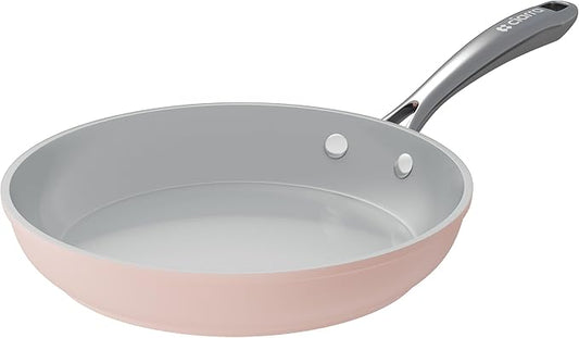 CIARRA Nonstick Ceramic Frying Pan, Non Toxic, PTFE & PFOA Free, Oven Safe & Compatible with All Stovetops, 10.2 Inches, Pink