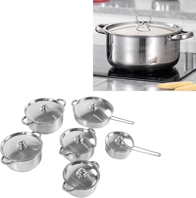 Stainless Steel Pots and Pans Set, Nonstick Kitchen Induction Cookware Set, Induction Kitchen Cooking Skillet Kits with Frying Pan Soup Milk Pot