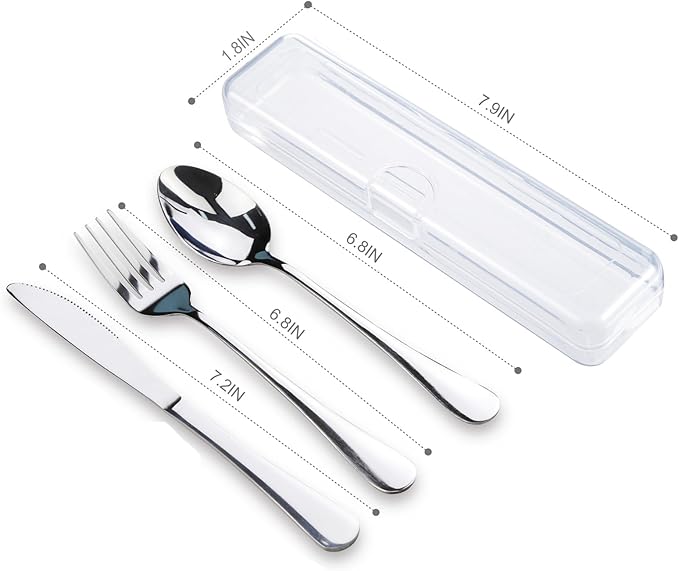 Travel Utensils With Case, Stainless Steel Reusable Portable Utensils Set With Case, Lengnoyp Travel Silverware Set