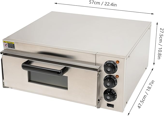 1800W Electric Pizza Oven Indoor Commercial Pizza Oven Countertop Pizza Maker with Timer Multipurpose Indoor Pizza Machine – Adjustable Temp (122-662°F）for Home Restaurants Bakeries