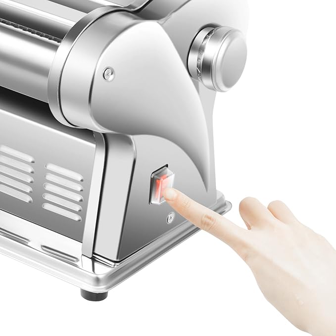 Electric Pasta Maker Machine 135W Electric Noodle Maker, Adjustable Thickness 1.5mm/4mm, 110V Automatic Dough Sheeter Dough Roller, for Home Family Use, Only Making Flat Noodles