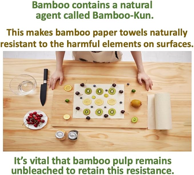 100% Bamboo Paper Towels, Tree-Free, Chemical-Free, Lint-Free, Durable, Absorbent, Select-a-Size 2-Ply, 90 Sheets Per Roll. (PT 12 Rolls)