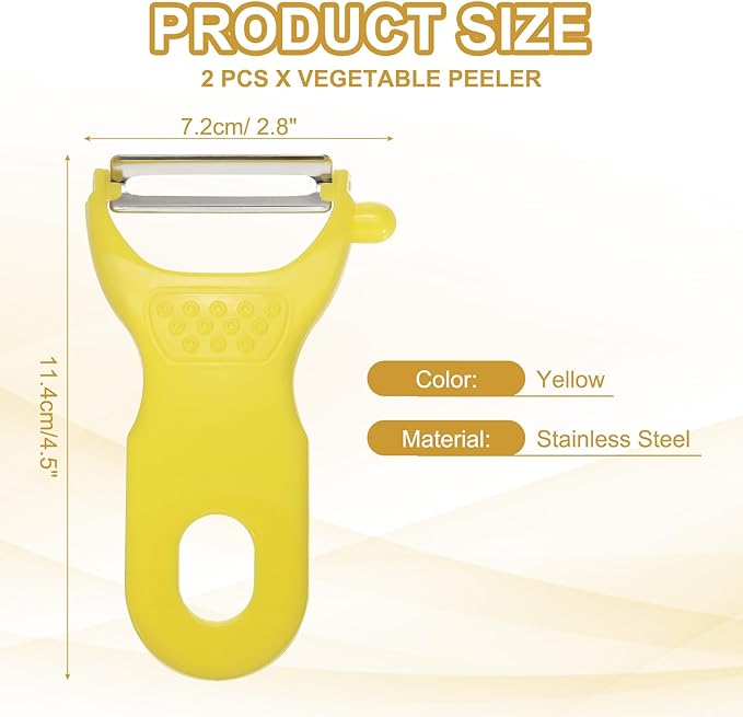 uxcell 2pcs Vegetable Peeler Set, 4.5 Inch Stainless Steel Potato Peeler for Apple Fruits Yellow