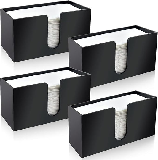 4Pack Black Acrylic Countertop Paper Towel Dispenser, Napkin Dispenser, Multifold Acrylic Paper Towel Dispenser for Z Fold C Fold Trifold Paper Towels for Bathroom Toilet Kitchen Restaurant (4)