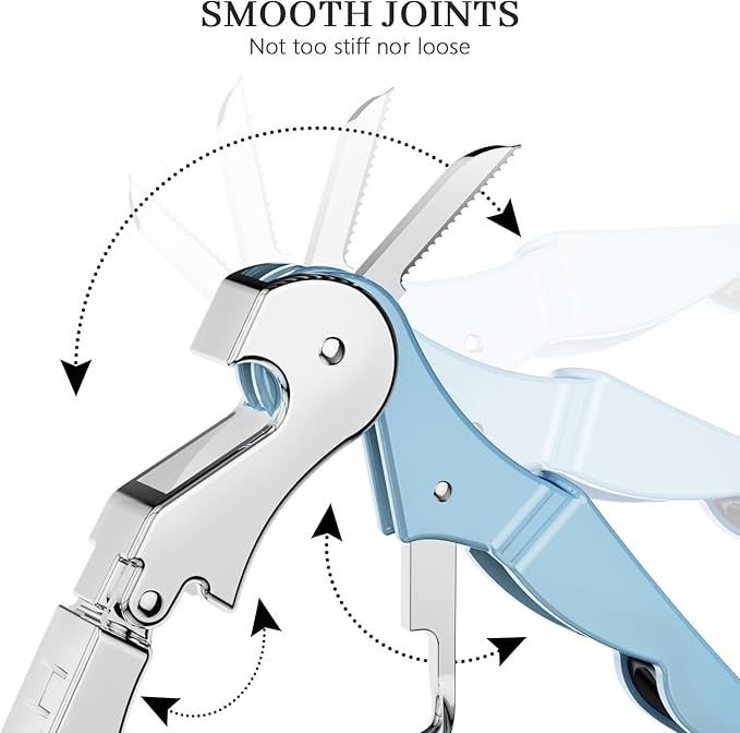 HYZ 2-Pack Wine Opener Waiter Corkscrew, Professional Wine Key for Servers, Bartender with Foil Cutter, Manual Wine Bottle Opener Double Hinged (Sky Blue)