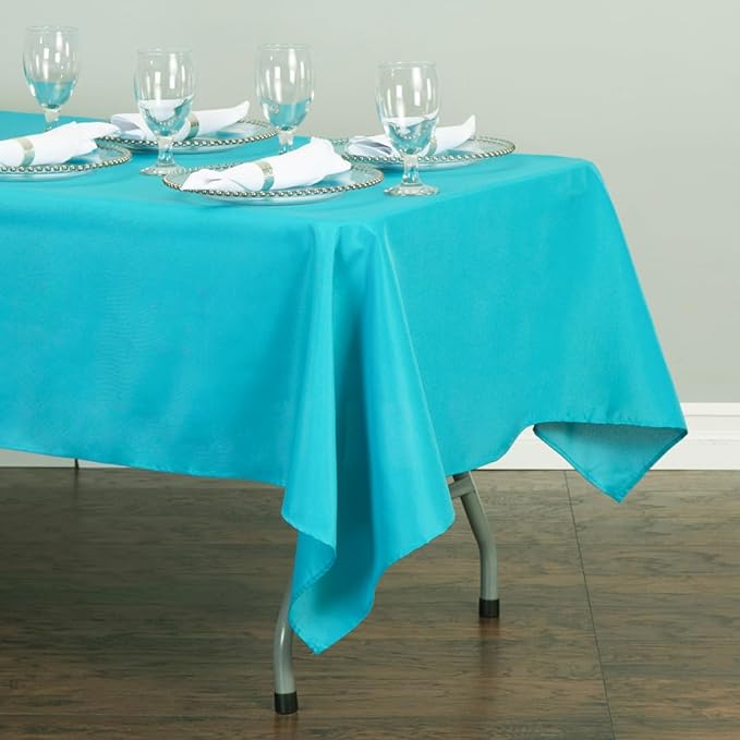 LinenTablecloth 60 x 102-Inch Rectangular Polyester Tablecloth Turquoise