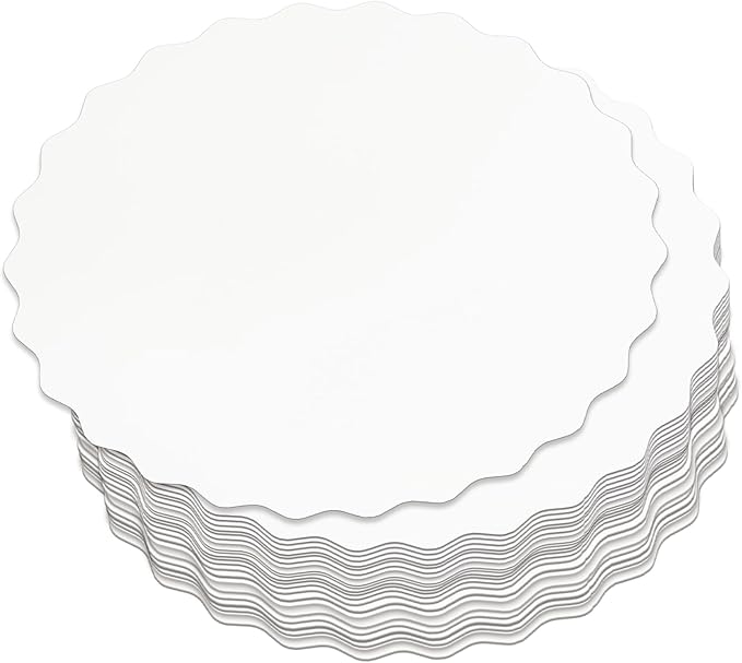 qiqee 9 Inch White Wave Cake Boards Round 15-Packs Circles Rounds Base Food-Grade Cardboard Wave Cake Plate（Thinner But Stronger）