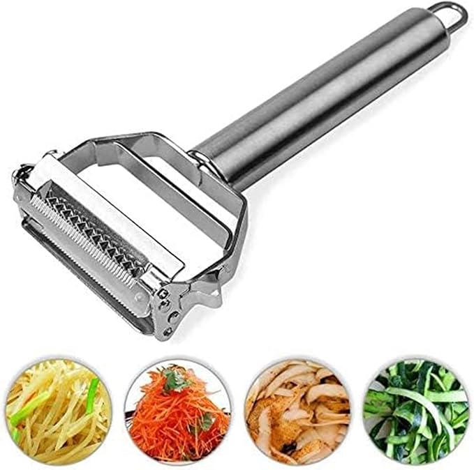 Julienne Peeler, Stainless Steel Vegetable Peeler, Double-Sided Blade Vegetable Julienne Cutter and Fruit Slicer, Dual Blade Multifunction Potato Peeler