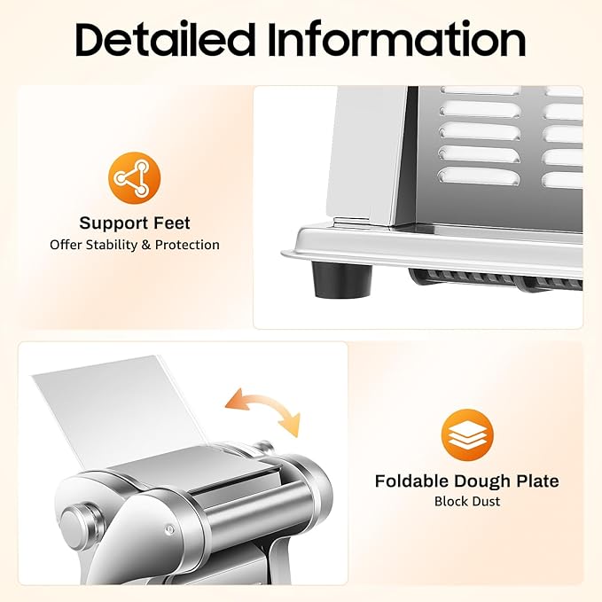 Electric Pasta Maker Machine 135W Electric Noodle Maker, Adjustable Thickness 1.5mm/4mm, 110V Automatic Dough Sheeter Dough Roller, for Home Family Use, Only Making Flat Noodles