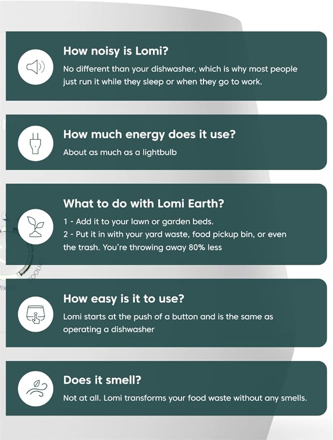 Lomi 1.3 – 3L, Electric Composter (45 Cycles), World’s First Smart Waste That Turns Waste into Natural Fertilizer with a Single Button, Indoor Compost - Kitchen Food Recycler (White, Lomi 1.3)