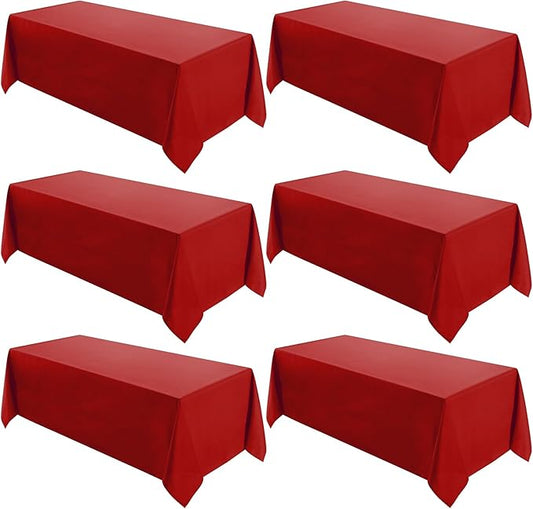 VidaFete Tablecloth 6 Pack 90 * 132inch Rectangle Table Cloth Polyester, Stain Wrinkle Resistant Polyester Dining Table Cover for Kitchen Dinning Party Wedding Rectangular Buffet Decoration(Red)