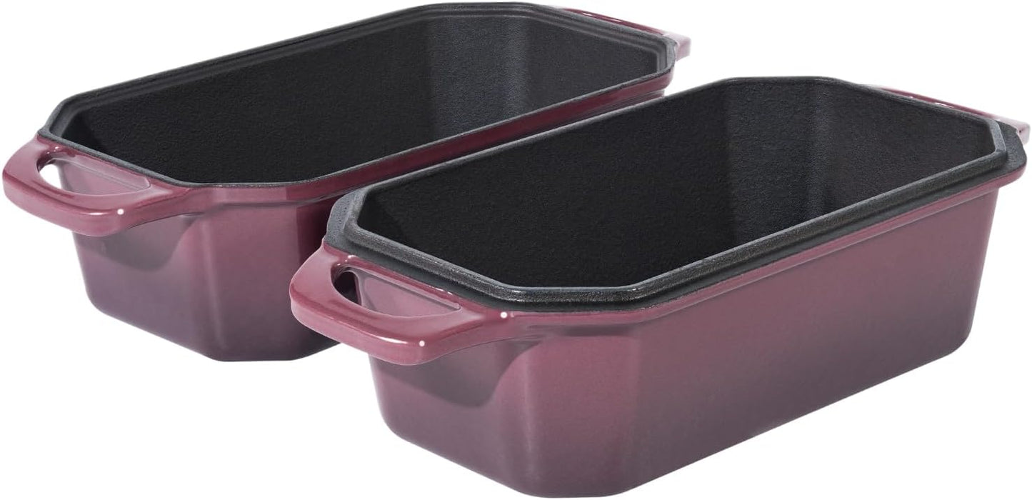 Bread Pan Cast Iron Loaf Pan with Lid Bread Loaf Pan 9x5 Inch Loaf Pan Enameled Cast Iron Sourdough Loaf Pan, Magenta