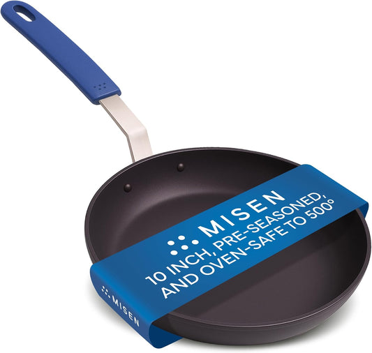 Misen 10 Inch Pre-Seasoned Carbon Steel Fry Pan – Lightweight, Even Heating, Heat Retention – Oven Safe to 500°F – Ideal for Searing, Sautéing, and Frying – Versatile Durable, Easy to Clean