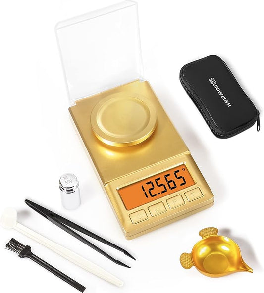 Milligram Scale 50g/0.001g,Portable Jewelry Scale with Cal Weight,LCD Backlit, Tare, High Precision Mini Carat Gram Scale for Powder Medicine,Jewelry,Gem,Reloading,Professional Smart Mg Scale