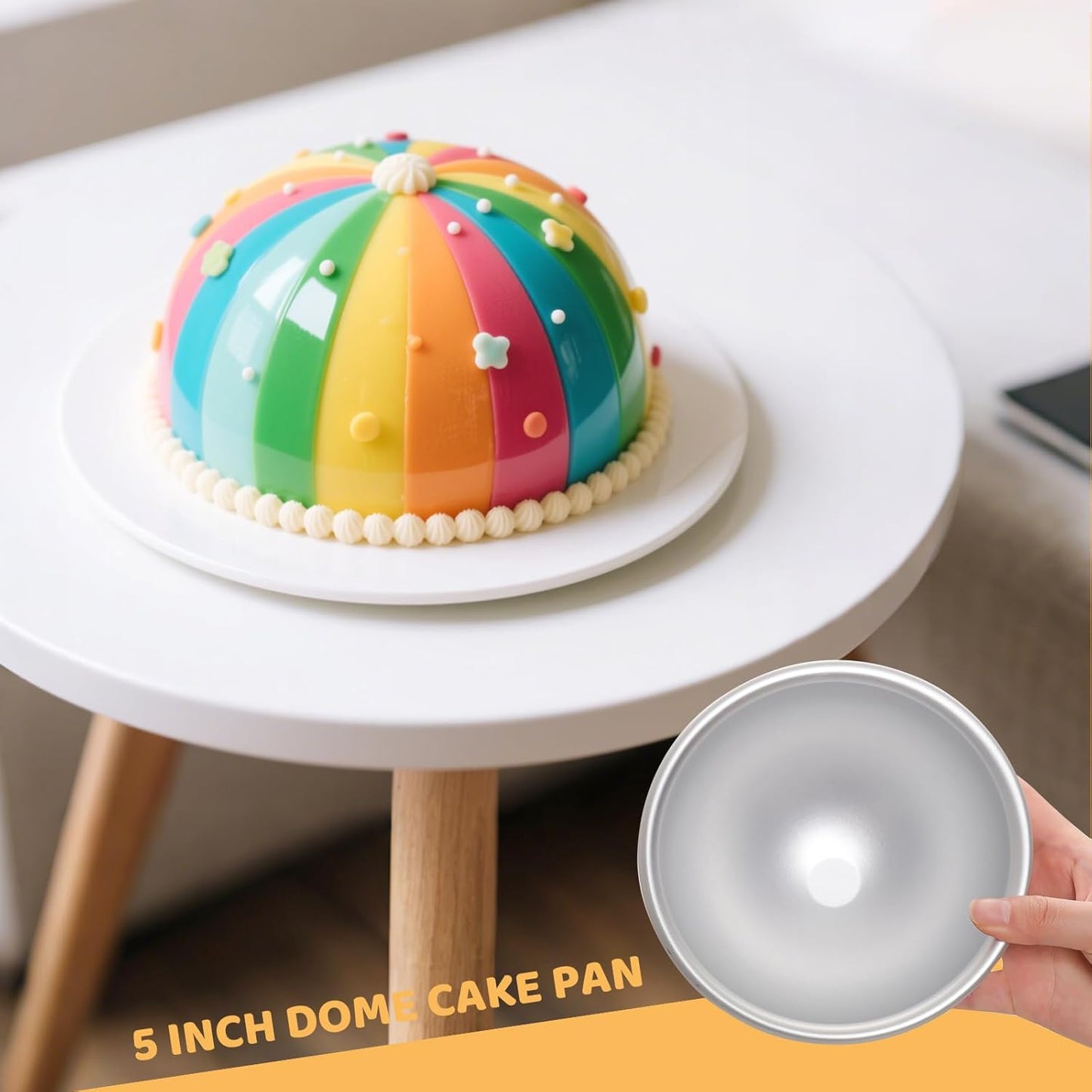 2 Pcs Dome Cake Pan Ball Cake Pans 5 Inch Football Anodized Aluminum Hemisphere Pan Nonstick Ball Shaped Cake Pans for Birthday DIY Cakes Wedding Anniversary Baking Tools (2, 5 inch)