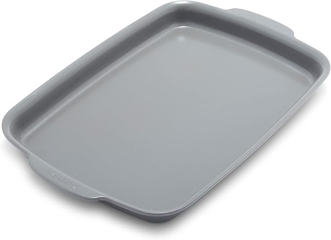 GreenPan Premiere Ovenware Healthy Ceramic Nonstick 13" x 9" Quarter Sheet Baking Pan, PFOA & PFAS-Free, Warp-Free Bakeware, Durable Quick Heating, Oven & Broiler Safe to 600F, Dishwasher Safe, Gray