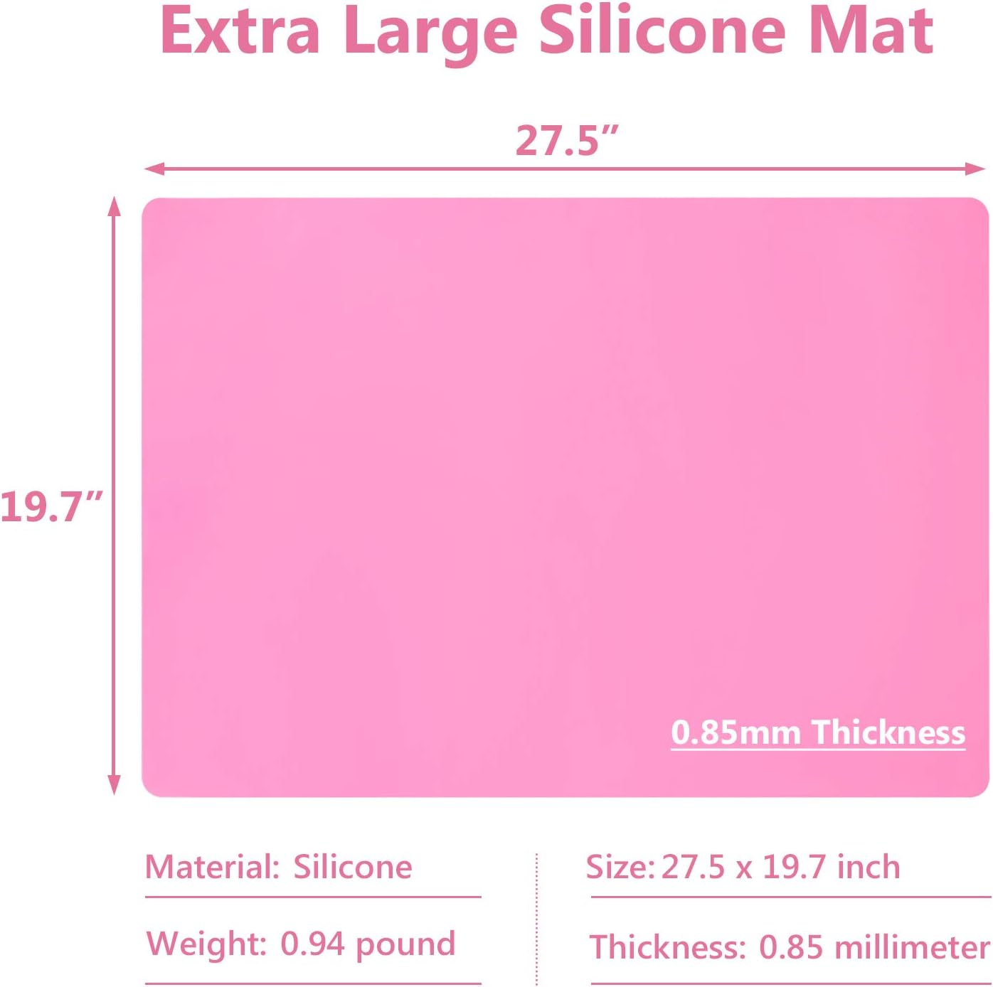 Gartful Extra Large Silicone Mats for Countertop, 28" by 20" Multipurpose Mat, Counter Table Protector, Desk Saver Pad, Placemat Nonstick Nonskid Heat-Resistant Pad, Pink