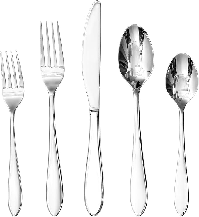 KINGSTONE 40-Piece Silverware Set for 8,18/10 Premium Stainless Steel Flatware Set, for Home, Restaurant, Wedding and Party Use, Mirror-Polished Cutlery Set, Dishwasher Safe.