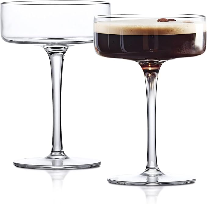 LEMONSODA Clear Martini Coupe Glasses - Classic Barware for Espresso Martini, Manhattan, Cosmopolitan – Handcrafted Luxury Glassware for Home Entertaining (Clear 6.5oz, Set of 2)