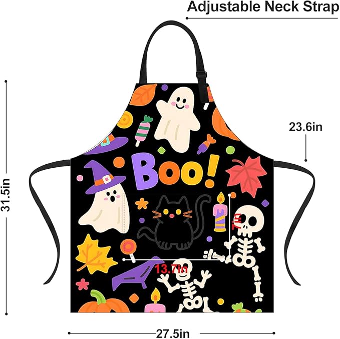 Halloween Apron Home Kitchen Cooking Baking Gardening for Women Men with Pockets waterproof 32x28 inch