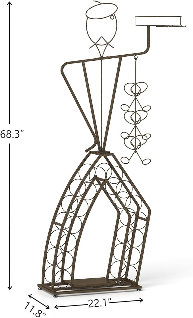 Wine Rack, Wine Bottle and Wine Glass Holder, Wrought Iron Wall-Mounted Wine Racks, Household Wine Accessories, Gifts for Lover, Gold/Black Home Decoration. (Black Gold, 20 Bottles)