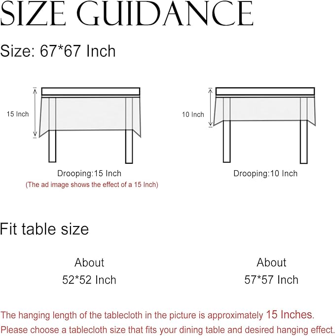 French Tablecloth for Square Tables,Linen Table Cloth with Red Flowers Pattern,Heavy Durable Table Cover for Dining Thanksgiving Kitchen Decor Party Christmas,67"*67"